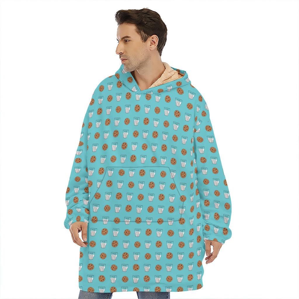 Milk And Cookies Pattern Print Hoodie Blanket