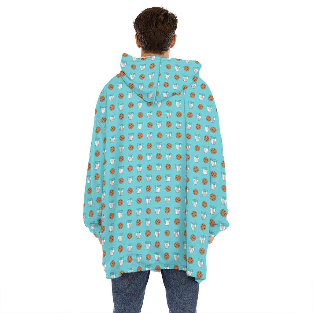 Milk And Cookies Pattern Print Hoodie Blanket