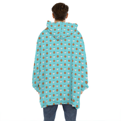 Milk And Cookies Pattern Print Hoodie Blanket