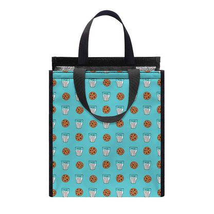 Milk And Cookies Pattern Print Insulated Lunch Tote