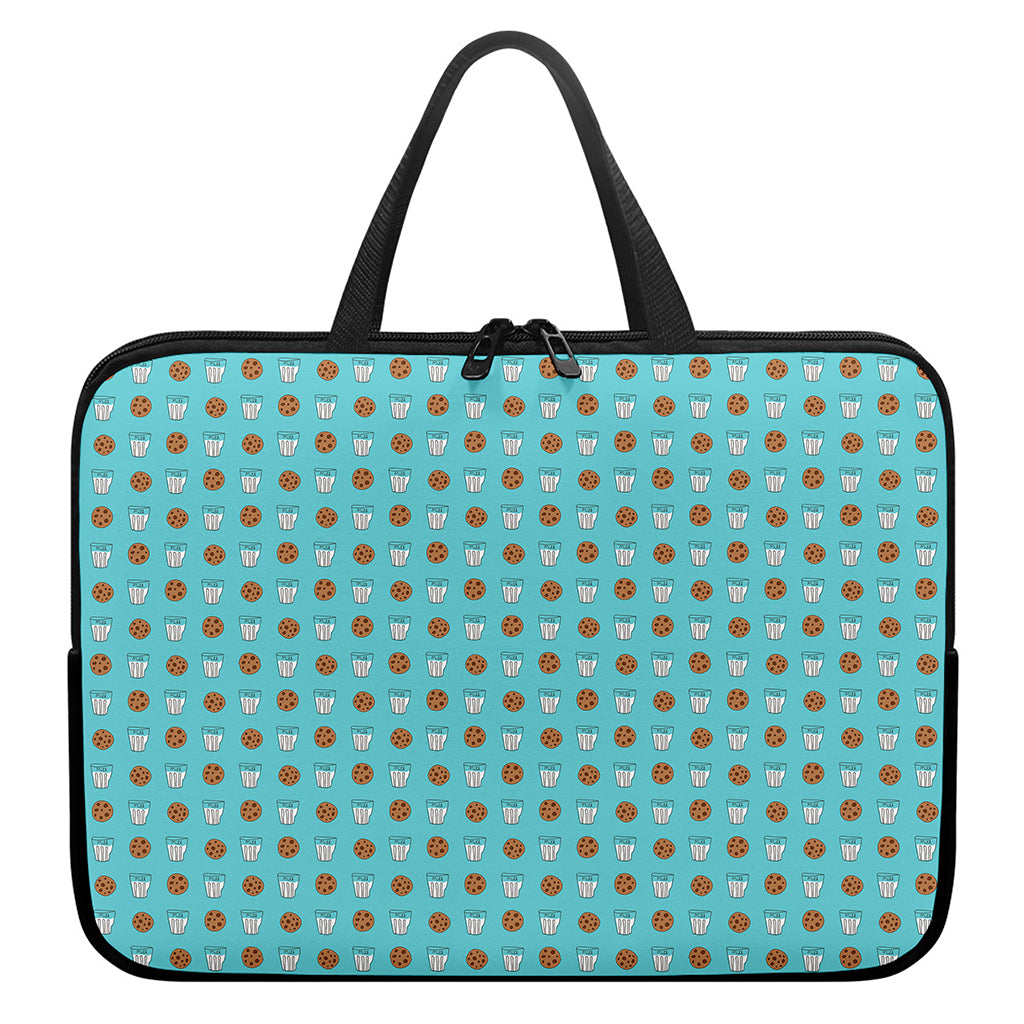 Milk And Cookies Pattern Print Laptop Sleeve With Handle