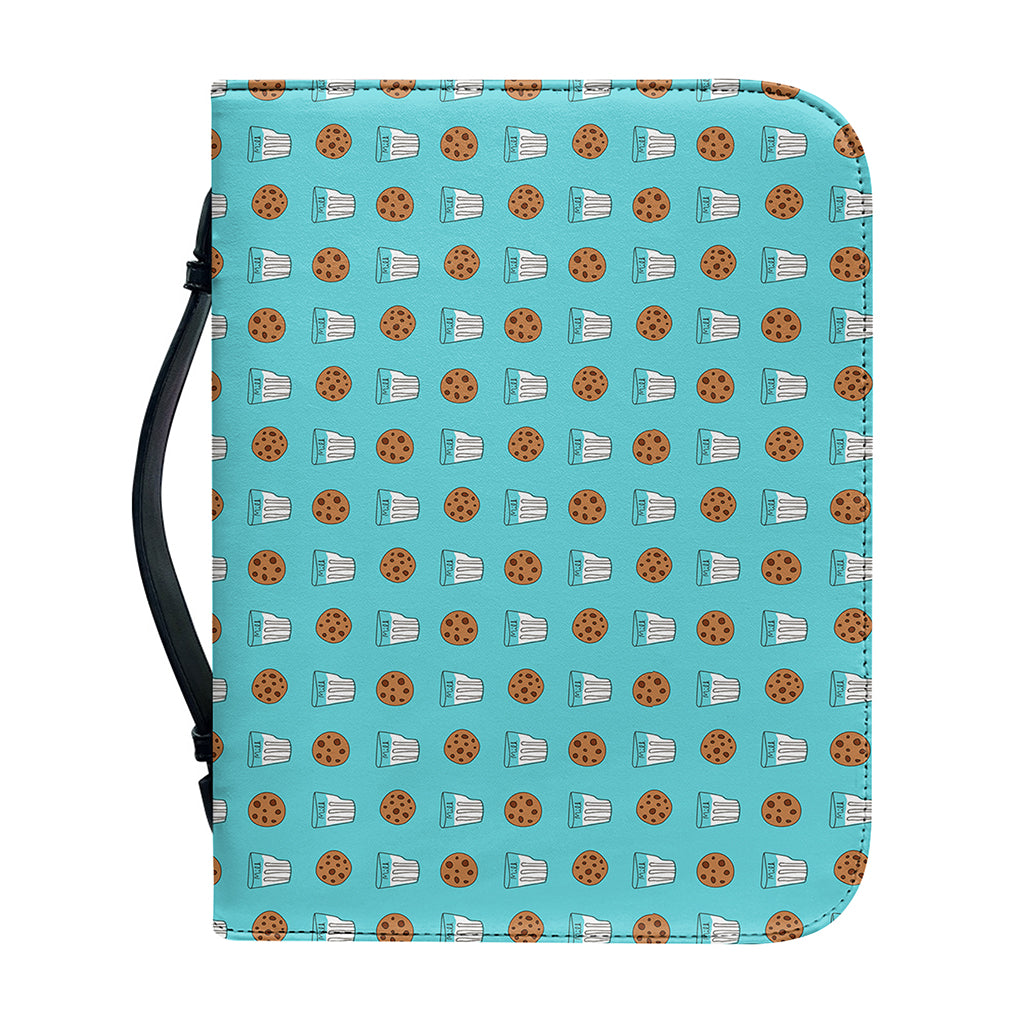 Milk And Cookies Pattern Print Leather Bible Cover