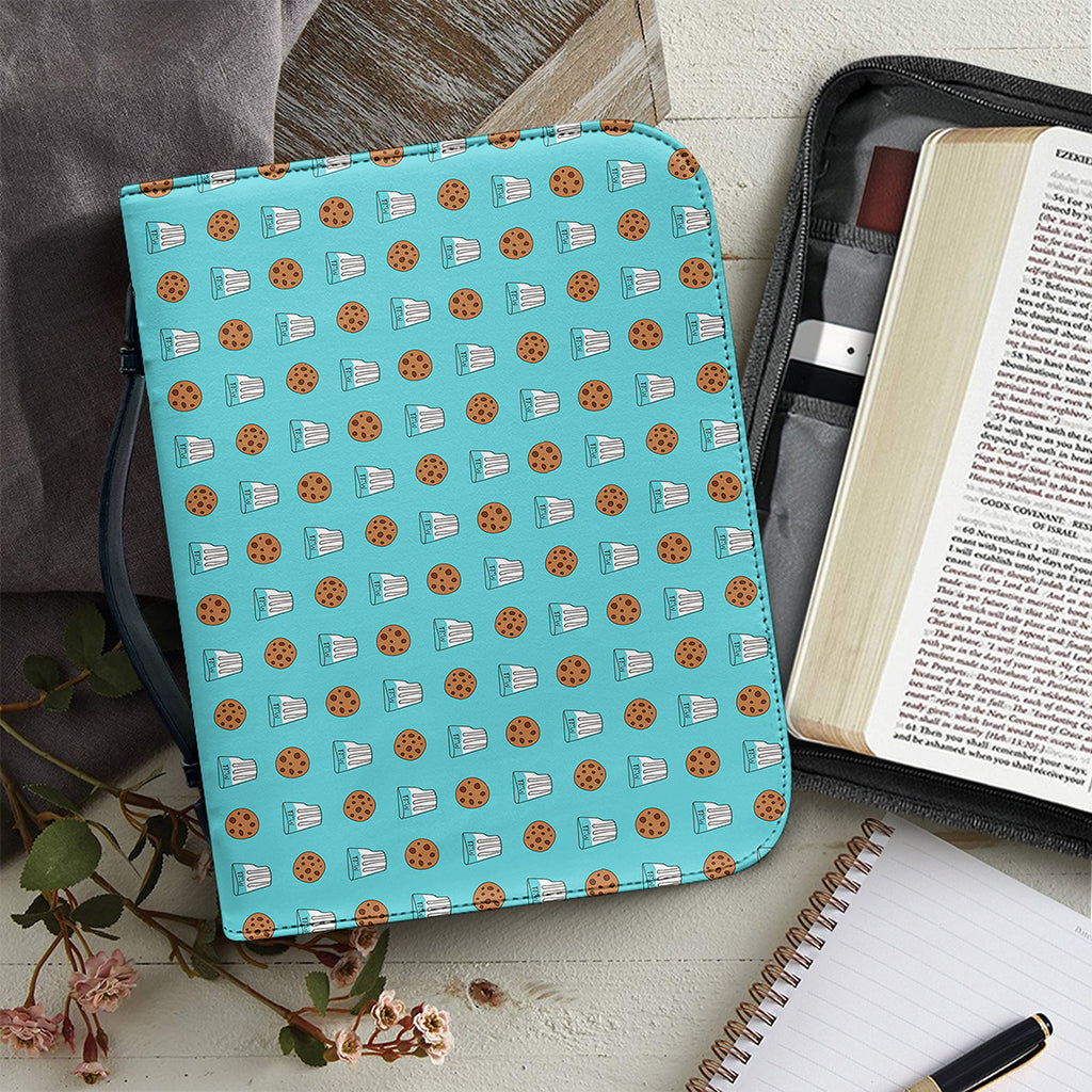 Milk And Cookies Pattern Print Leather Bible Cover