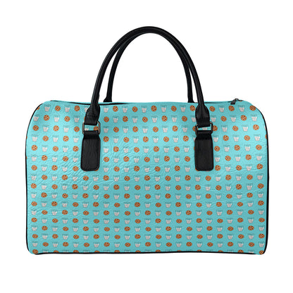 Milk And Cookies Pattern Print Leather Duffle Bag