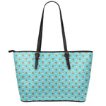 Milk And Cookies Pattern Print Leather Tote Bag