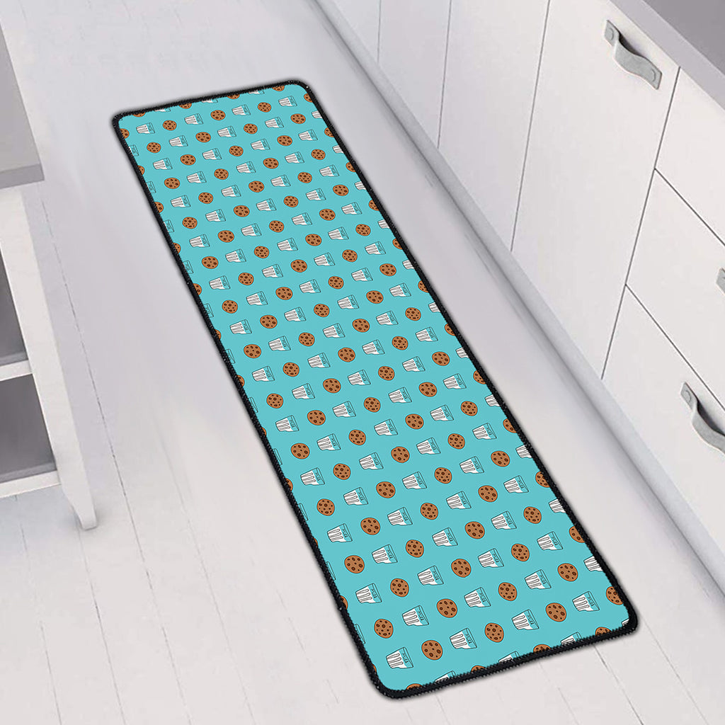 Milk And Cookies Pattern Print Long Kitchen Mat