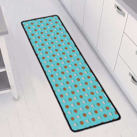 Milk And Cookies Pattern Print Long Kitchen Mat
