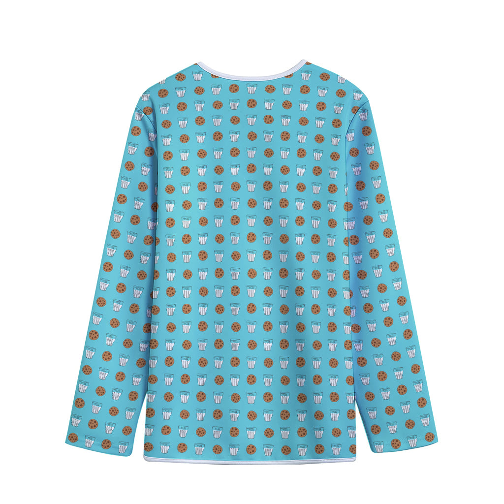Milk And Cookies Pattern Print Long Sleeve Short Coat