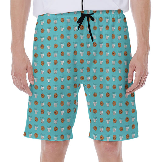 Milk And Cookies Pattern Print Men's Beach Shorts