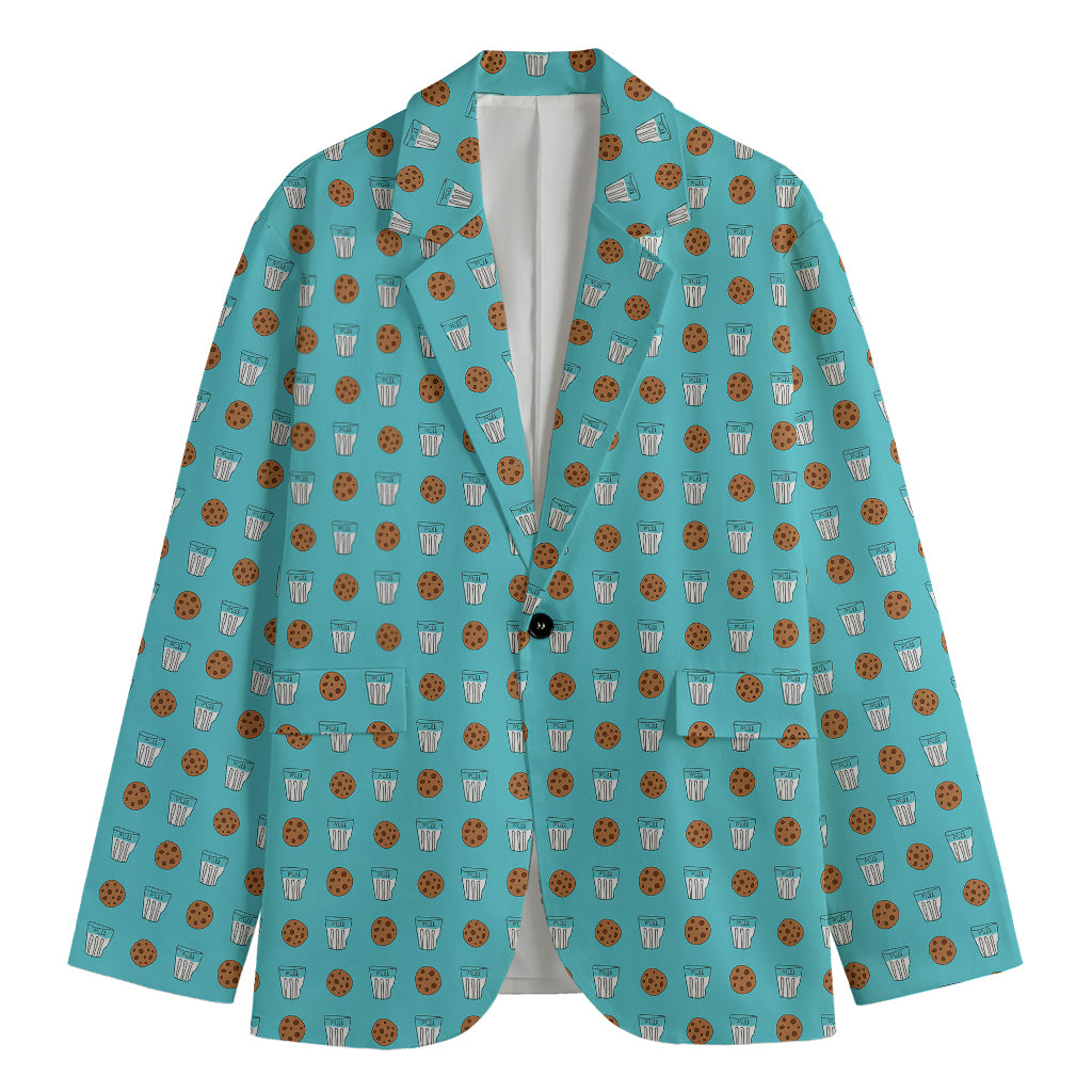Milk And Cookies Pattern Print Men's Blazer