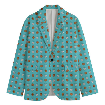 Milk And Cookies Pattern Print Men's Blazer