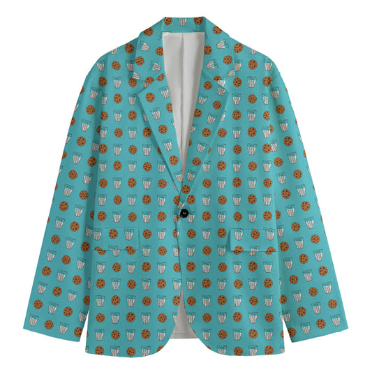 Milk And Cookies Pattern Print Men's Blazer