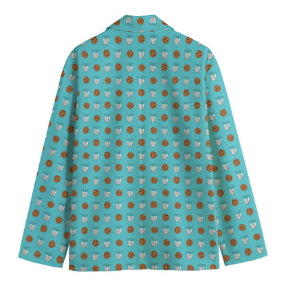 Milk And Cookies Pattern Print Men's Blazer
