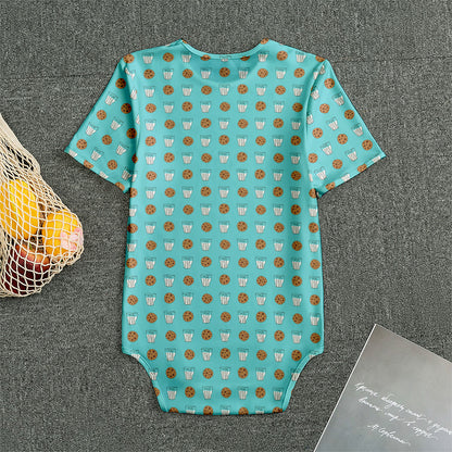 Milk And Cookies Pattern Print Men's Bodysuit