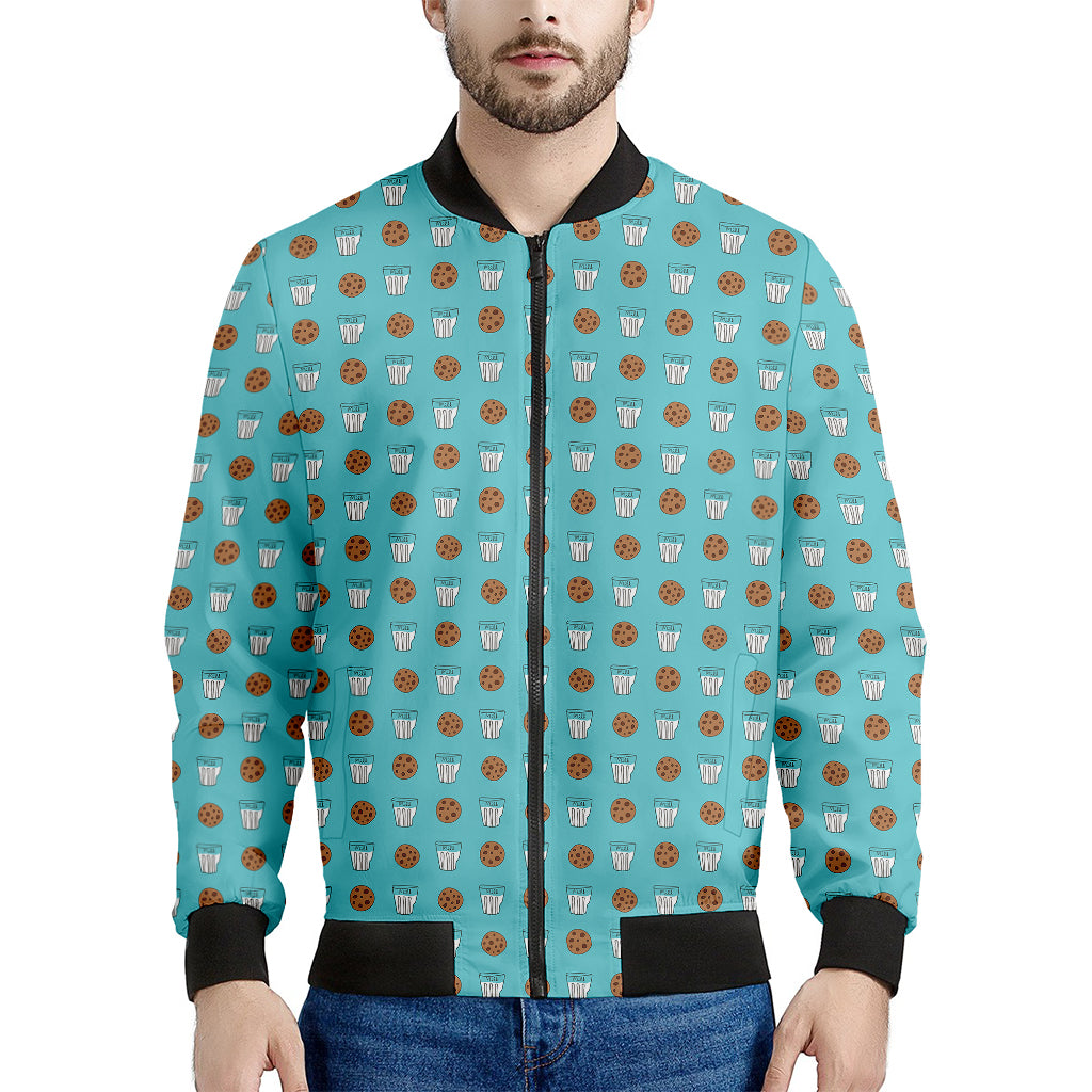 Milk And Cookies Pattern Print Men's Bomber Jacket