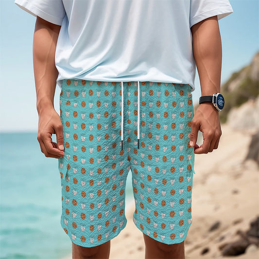 Milk And Cookies Pattern Print Men's Cargo Shorts