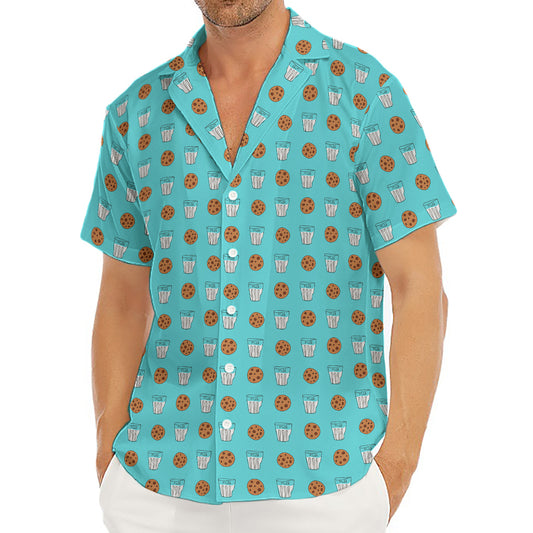 Milk And Cookies Pattern Print Men's Deep V-Neck Shirt