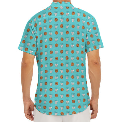 Milk And Cookies Pattern Print Men's Deep V-Neck Shirt