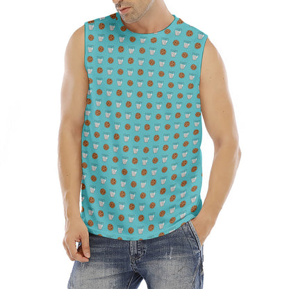 Milk And Cookies Pattern Print Men's Fitness Tank Top