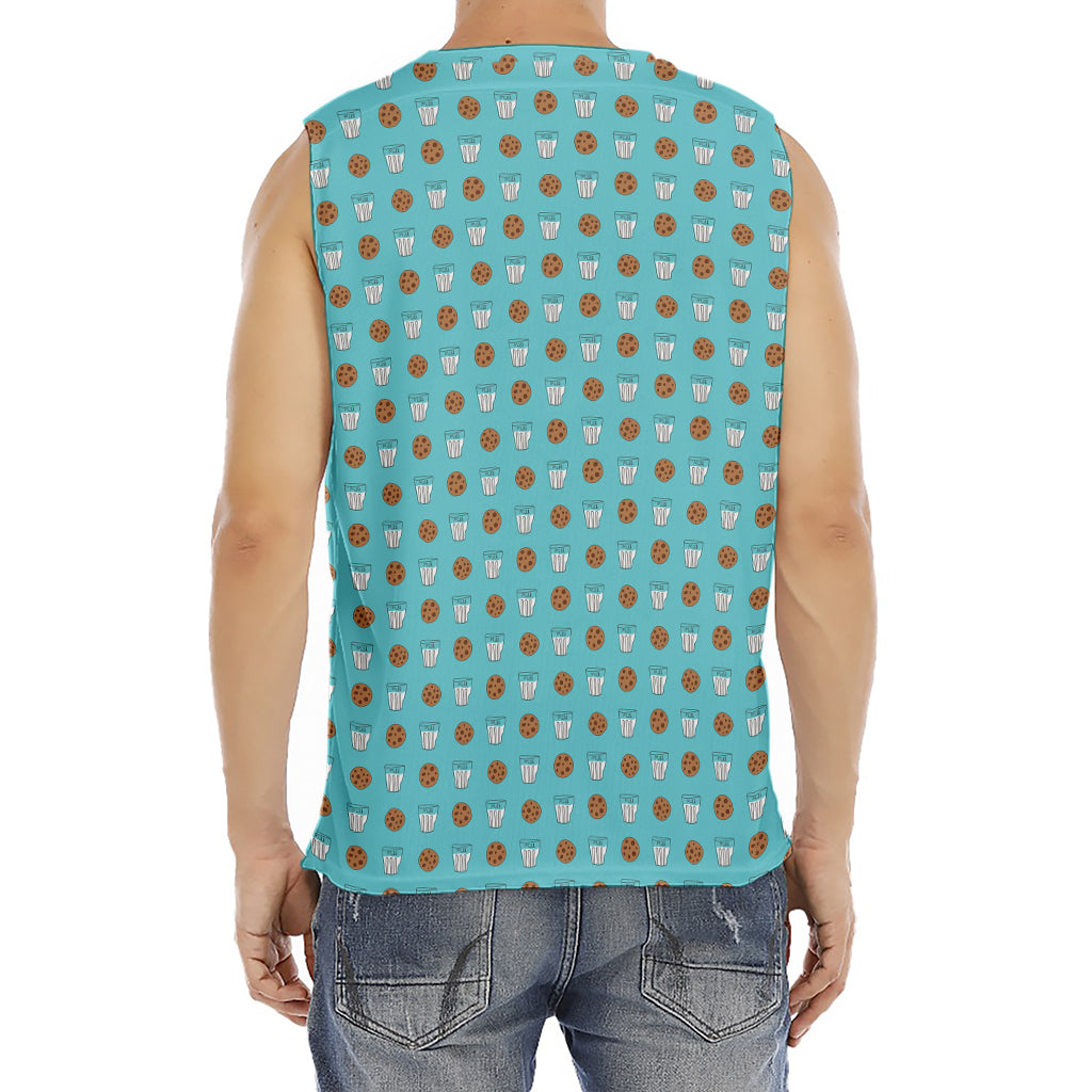 Milk And Cookies Pattern Print Men's Fitness Tank Top