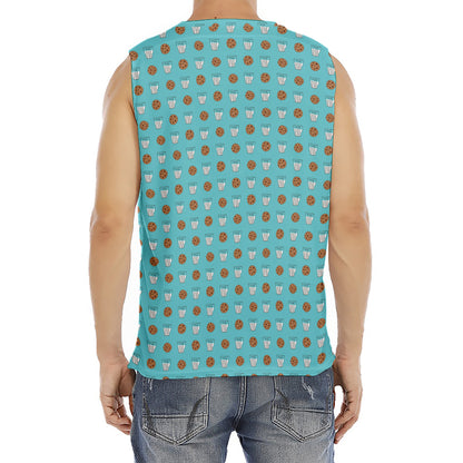 Milk And Cookies Pattern Print Men's Fitness Tank Top