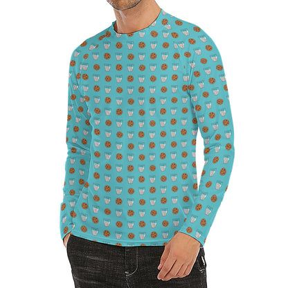 Milk And Cookies Pattern Print Men's Long Sleeve Rash Guard