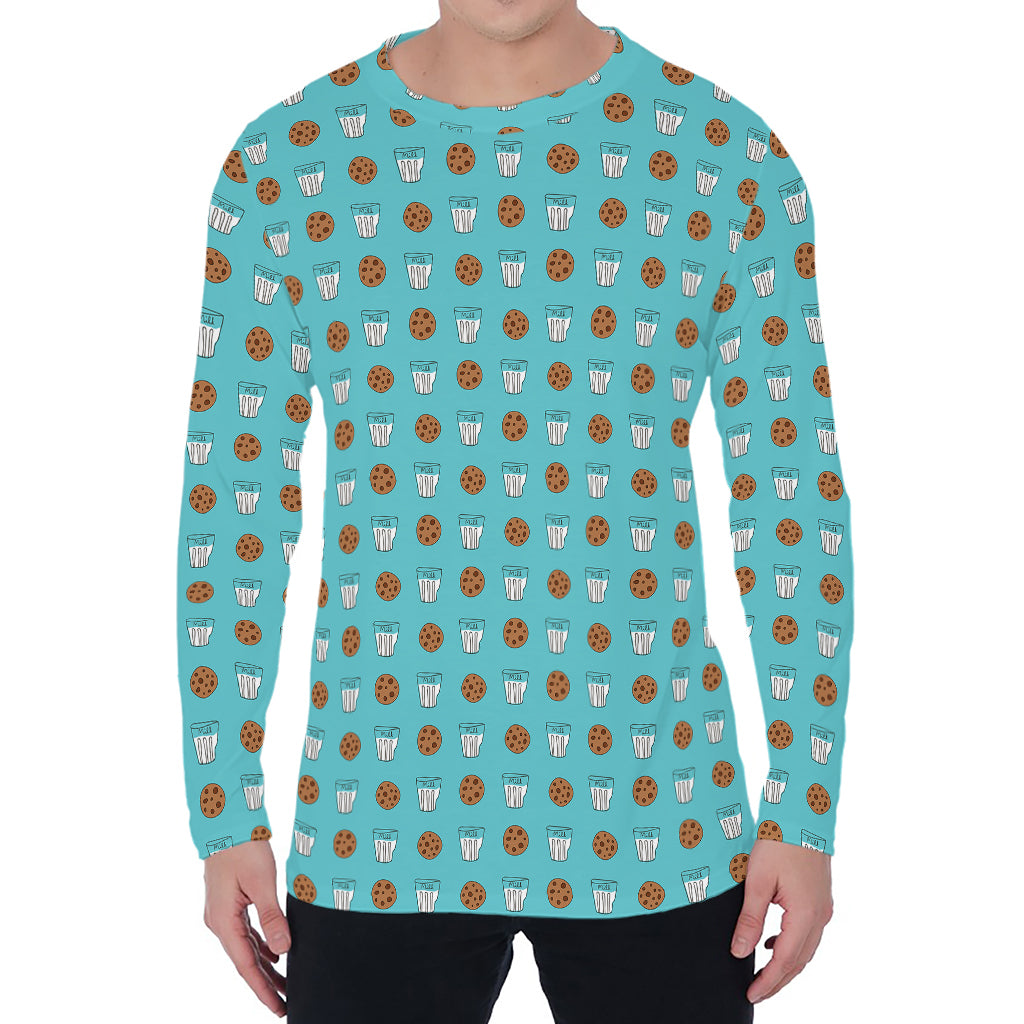 Milk And Cookies Pattern Print Men's Long Sleeve T-Shirt