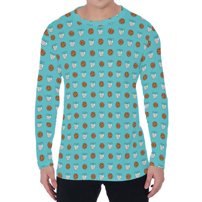 Milk And Cookies Pattern Print Men's Long Sleeve T-Shirt