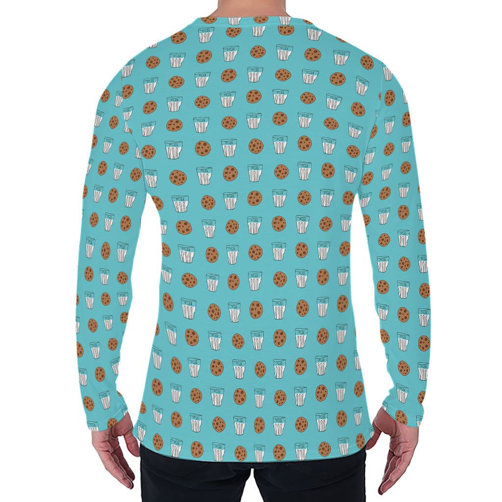 Milk And Cookies Pattern Print Men's Long Sleeve T-Shirt