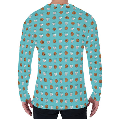 Milk And Cookies Pattern Print Men's Long Sleeve T-Shirt