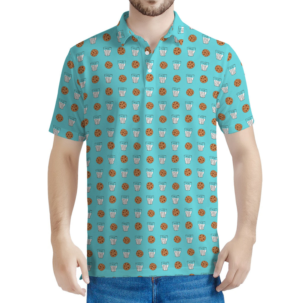 Milk And Cookies Pattern Print Men's Polo Shirt