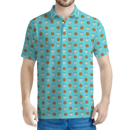 Milk And Cookies Pattern Print Men's Polo Shirt