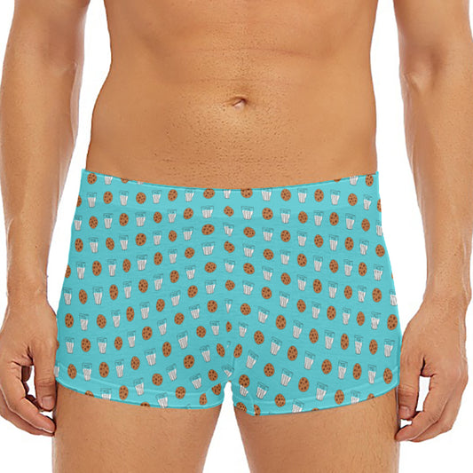 Milk And Cookies Pattern Print Men's Short Boxer Briefs