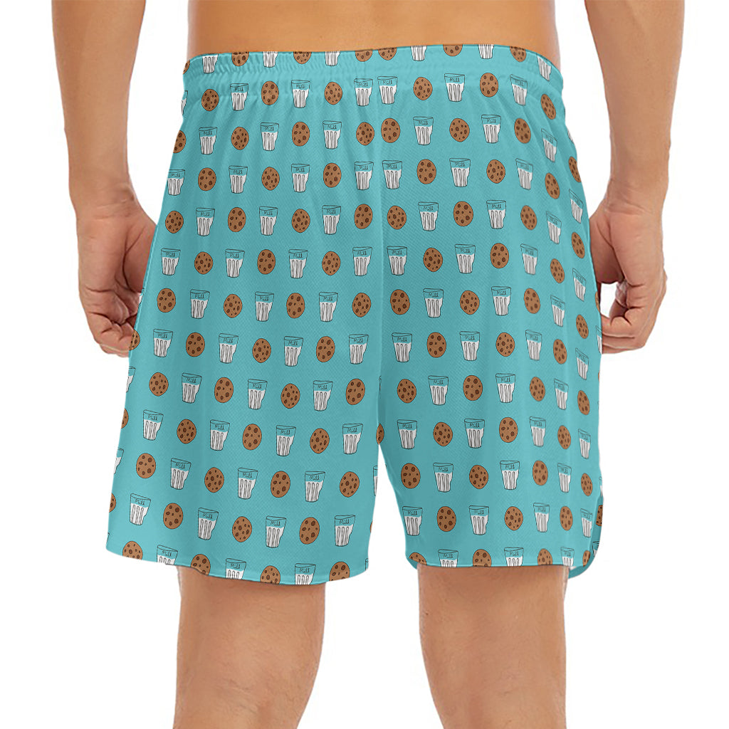 Milk And Cookies Pattern Print Men's Split Running Shorts