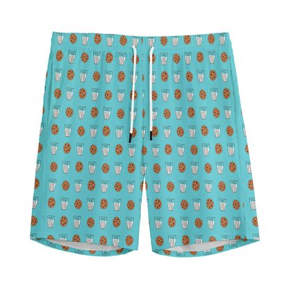 Milk And Cookies Pattern Print Men's Sports Shorts