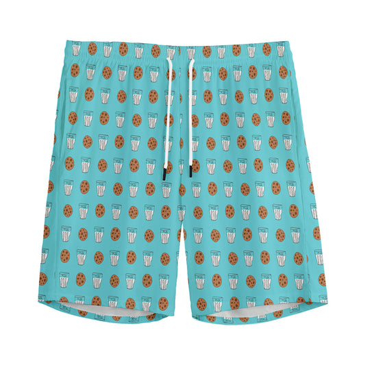 Milk And Cookies Pattern Print Men's Sports Shorts