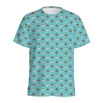 Milk And Cookies Pattern Print Men's Sports T-Shirt