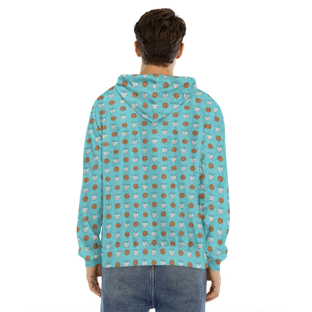 Milk And Cookies Pattern Print Men's Velvet Pullover Hoodie