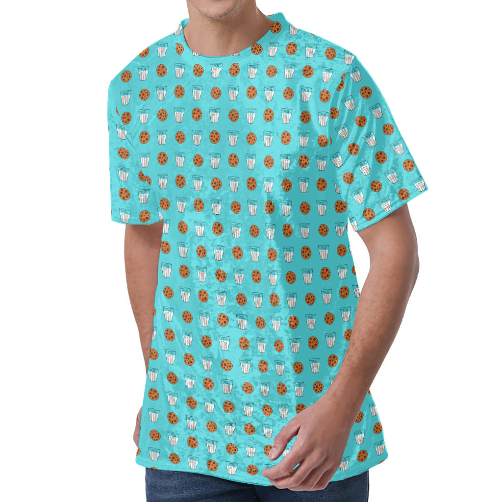 Milk And Cookies Pattern Print Men's Velvet T-Shirt