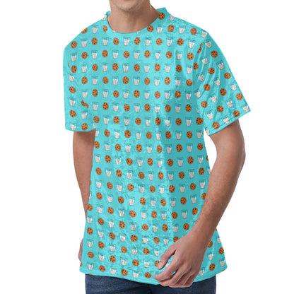Milk And Cookies Pattern Print Men's Velvet T-Shirt