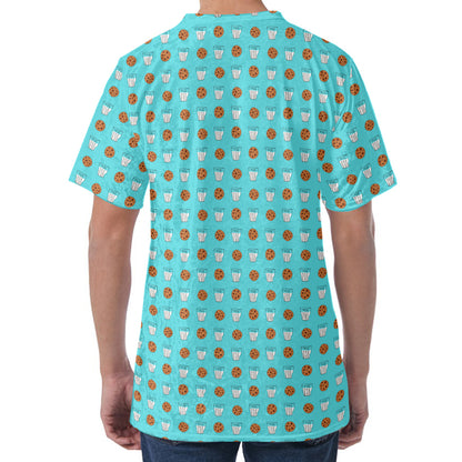 Milk And Cookies Pattern Print Men's Velvet T-Shirt