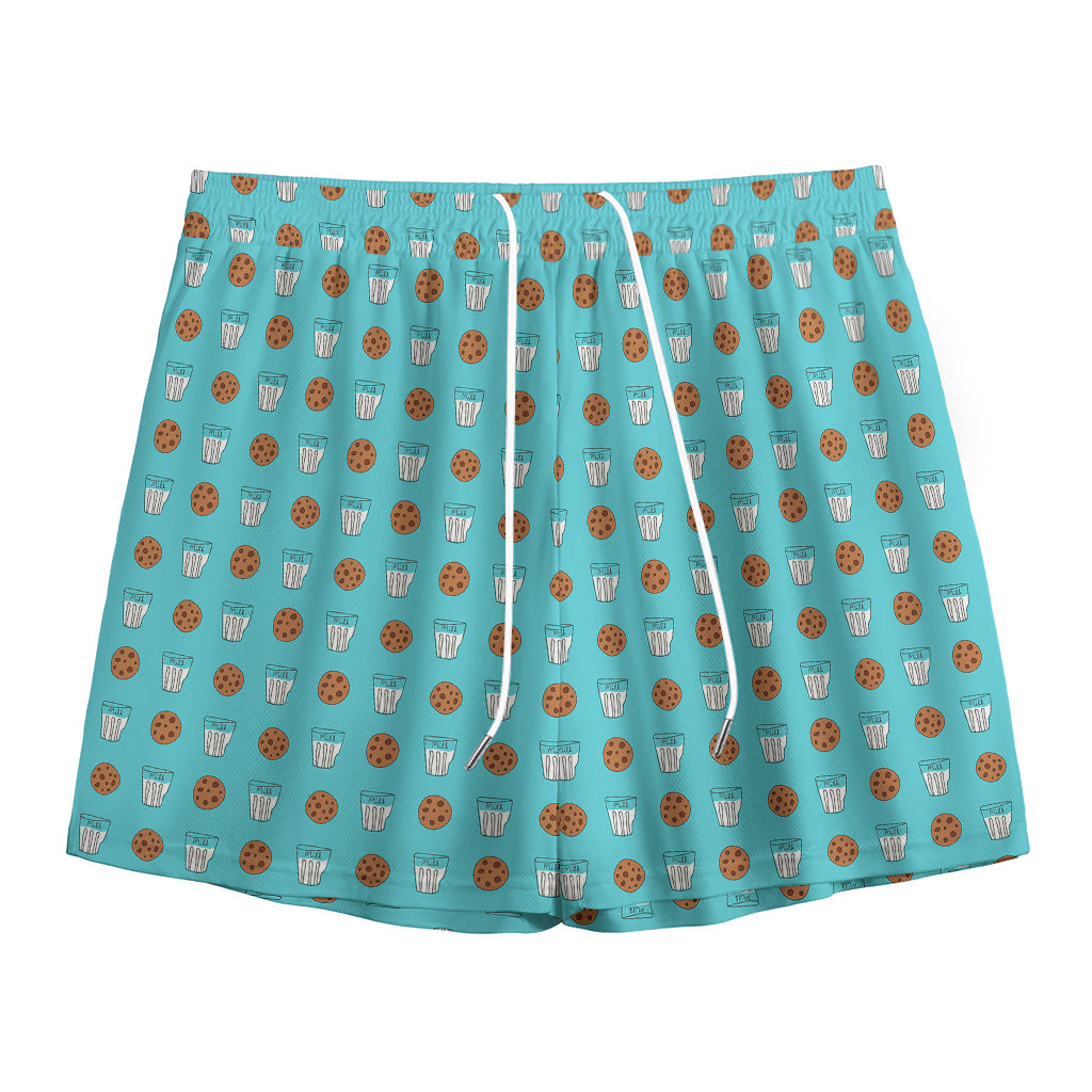 Milk And Cookies Pattern Print Mesh Shorts
