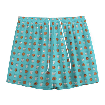 Milk And Cookies Pattern Print Mesh Shorts