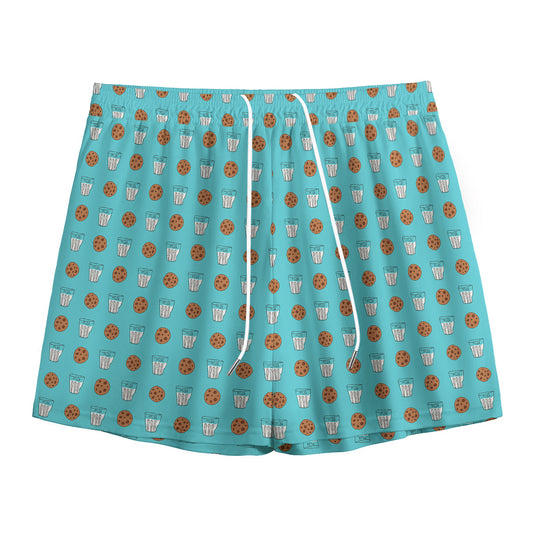 Milk And Cookies Pattern Print Mesh Shorts
