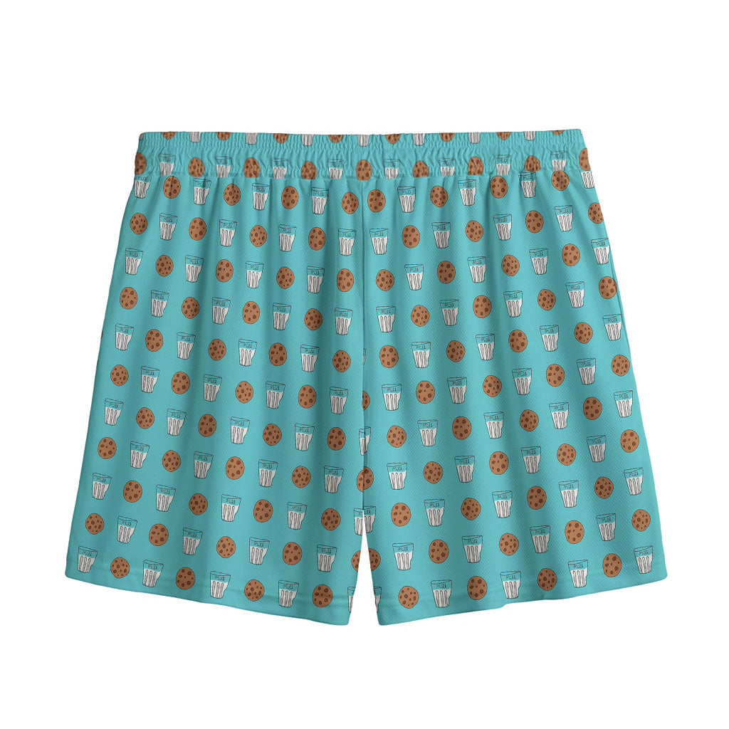 Milk And Cookies Pattern Print Mesh Shorts
