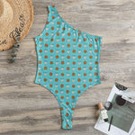 Milk And Cookies Pattern Print One Shoulder Bodysuit