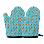 Milk And Cookies Pattern Print Oven Mitts