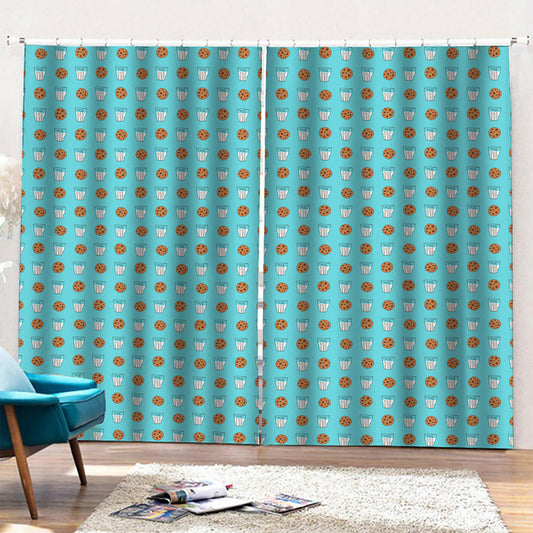 Milk And Cookies Pattern Print Pencil Pleat Curtains