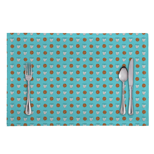 Milk And Cookies Pattern Print Placemat