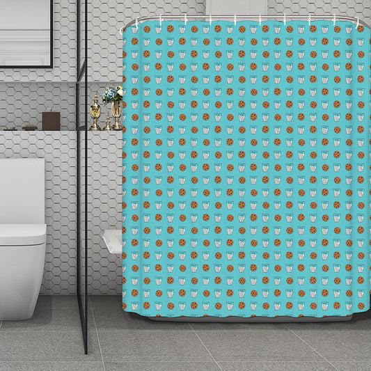 Milk And Cookies Pattern Print Polyester Shower Curtain